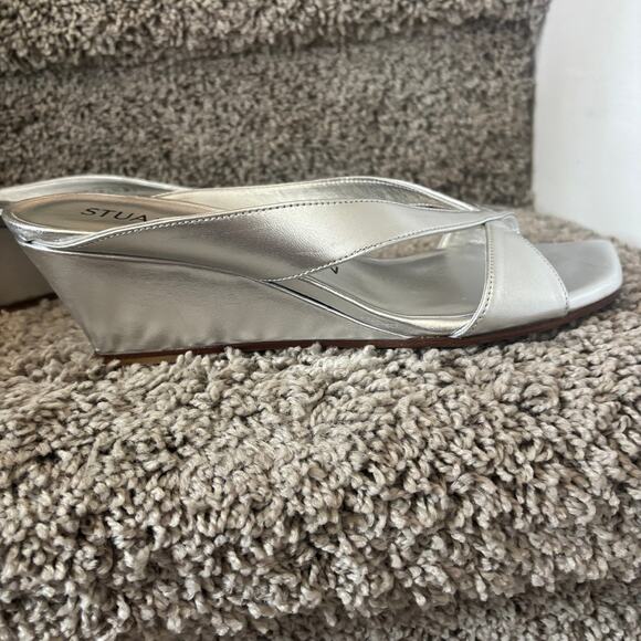 Stuart Weitzman Miami 50 Wedge Slide Silver sz 6 - Picture 5 of 7